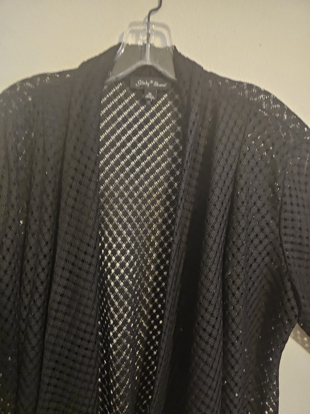 Black Open-Knit Men’s Sweater Cardigan